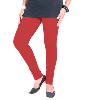 Red cotton lycra stitched leggings 2