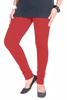 Red cotton lycra stitched leggings