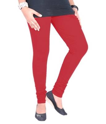 Red cotton lycra stitched leggings 3