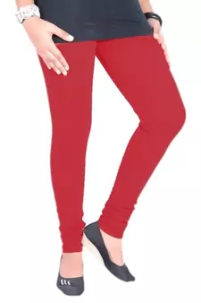 Red cotton lycra stitched leggings