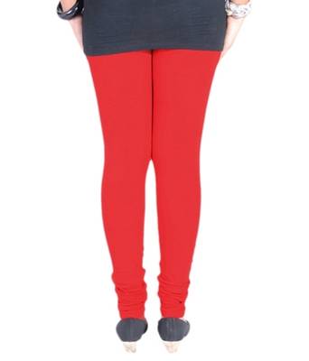 Red cotton lycra stitched leggings 4
