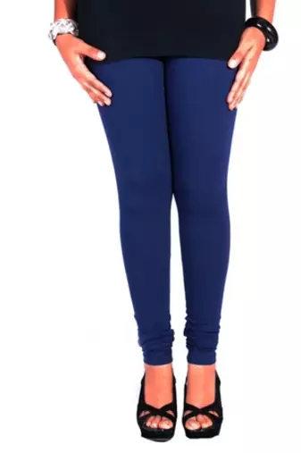 Blue cotton lycra stitched leggings
