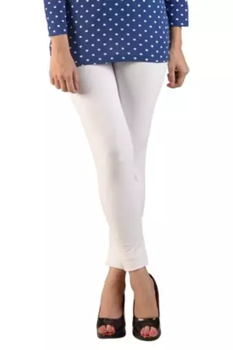 White cotton lycra stitched leggings