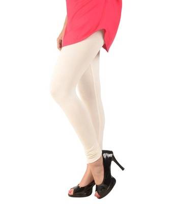 White cotton lycra stitched leggings 3