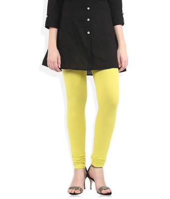 Yellow cotton lycra stitched leggings 1