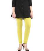 Yellow cotton lycra stitched leggings