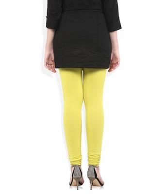 Yellow cotton lycra stitched leggings 4