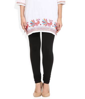 Black cotton lycra stitched leggings 1