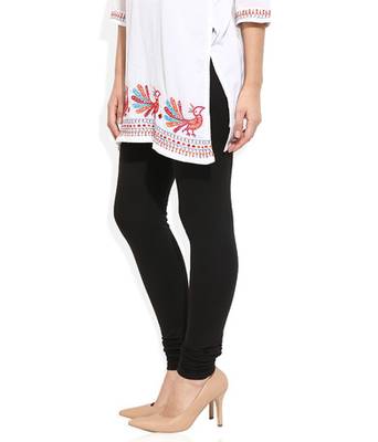 Black cotton lycra stitched leggings 3