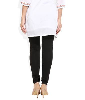 Black cotton lycra stitched leggings 4