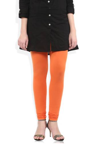 Orange cotton lycra stitched leggings