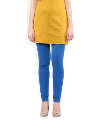 Blue cotton lycra stitched leggings 1