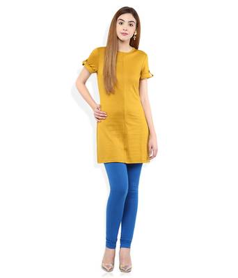Blue cotton lycra stitched leggings 2