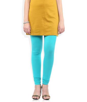 Blue cotton lycra stitched leggings 1