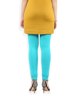 Blue cotton lycra stitched leggings 4