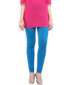 Blue cotton lycra stitched leggings