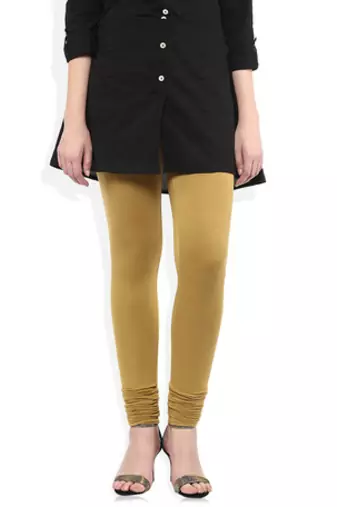 Brown cotton lycra stitched leggings