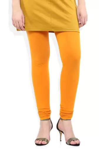Yellow cotton lycra stitched leggings