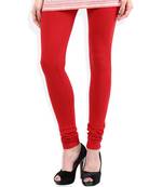Red cotton lycra stitched leggings