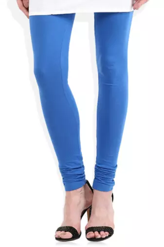 Blue cotton lycra stitched leggings