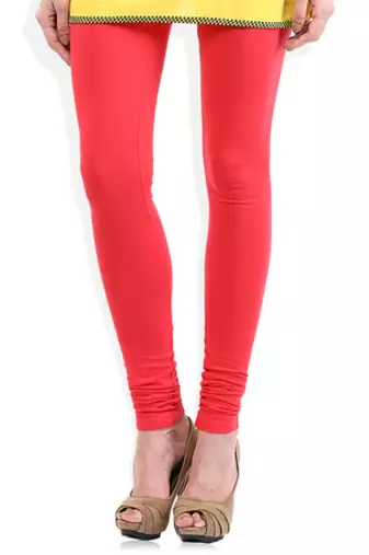 Pink cotton lycra stitched leggings