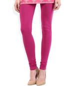 Dark Pink cotton lycra stitched leggings
