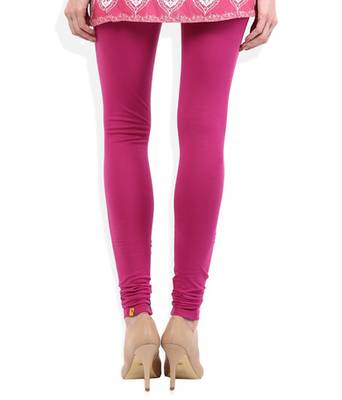 Dark Pink cotton lycra stitched leggings 4