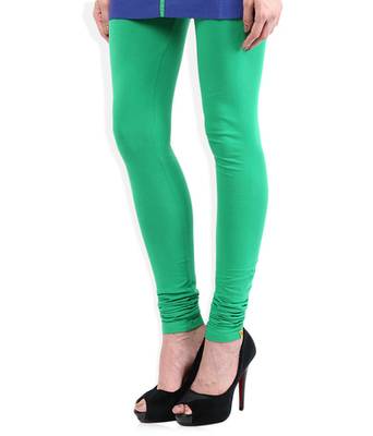 Green cotton lycra stitched leggings 3