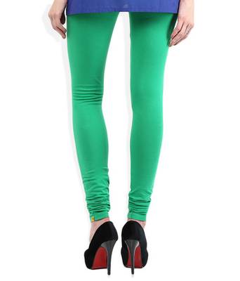 Green cotton lycra stitched leggings 4