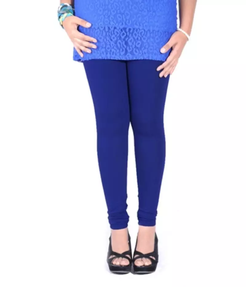 Blue cotton lycra stitched leggings