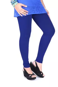 Blue cotton lycra stitched leggings