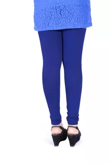 Blue cotton lycra stitched leggings