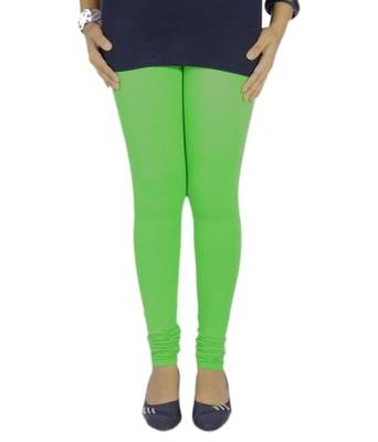Green cotton lycra stitched leggings 1