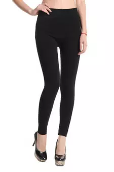 Black cotton lycra stitched leggings