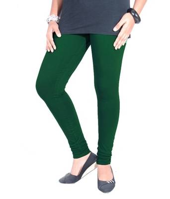 Green cotton lycra stitched leggings 2