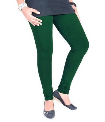 Green cotton lycra stitched leggings 3