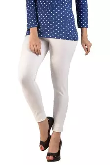 White cotton lycra stitched leggings