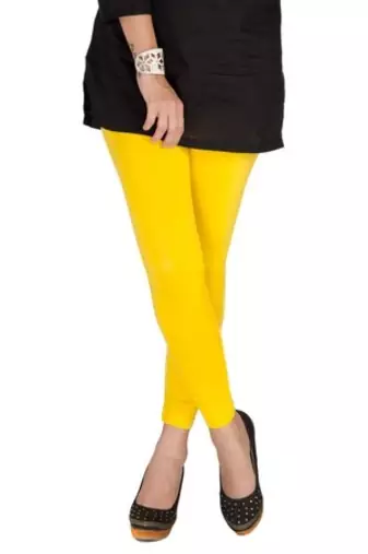 Yellow cotton lycra stitched leggings