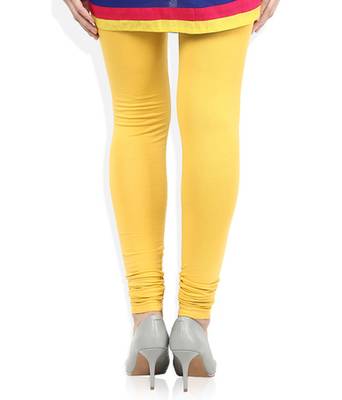 Yellow cotton lycra stitched leggings 4