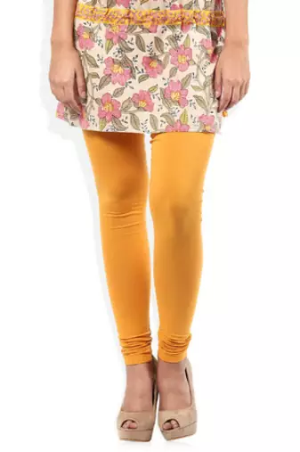Yellow cotton lycra stitched leggings