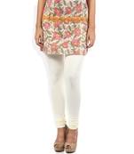 White cotton lycra stitched leggings