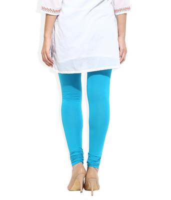 Blue cotton lycra stitched leggings 4