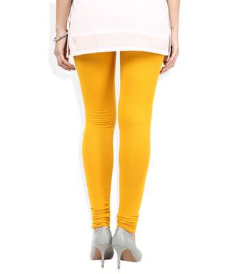 Yellow cotton lycra stitched leggings 4