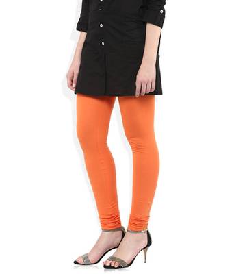 Orange cotton lycra stitched leggings 3