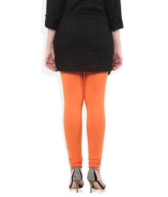 Orange cotton lycra stitched leggings 4
