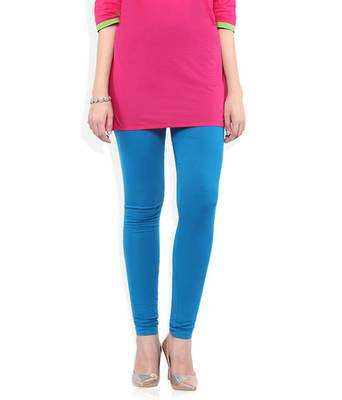 Blue cotton lycra stitched leggings 1