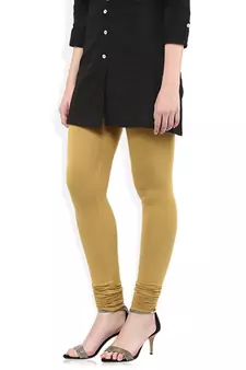 Brown cotton lycra stitched leggings