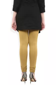 Brown cotton lycra stitched leggings
