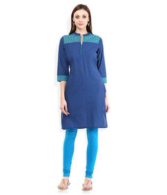 Blue cotton lycra stitched leggings 2