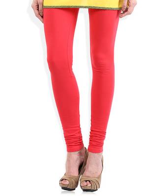 Pink cotton lycra stitched leggings 1